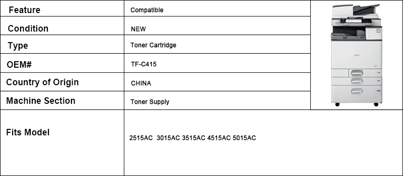 TF-C415 1 шт. Малый ёмкость Compatibale Тонер картридж для Toshiba E STUDIO 2515AC 3015AC 3515AC 4515AC 5015AC TFC415