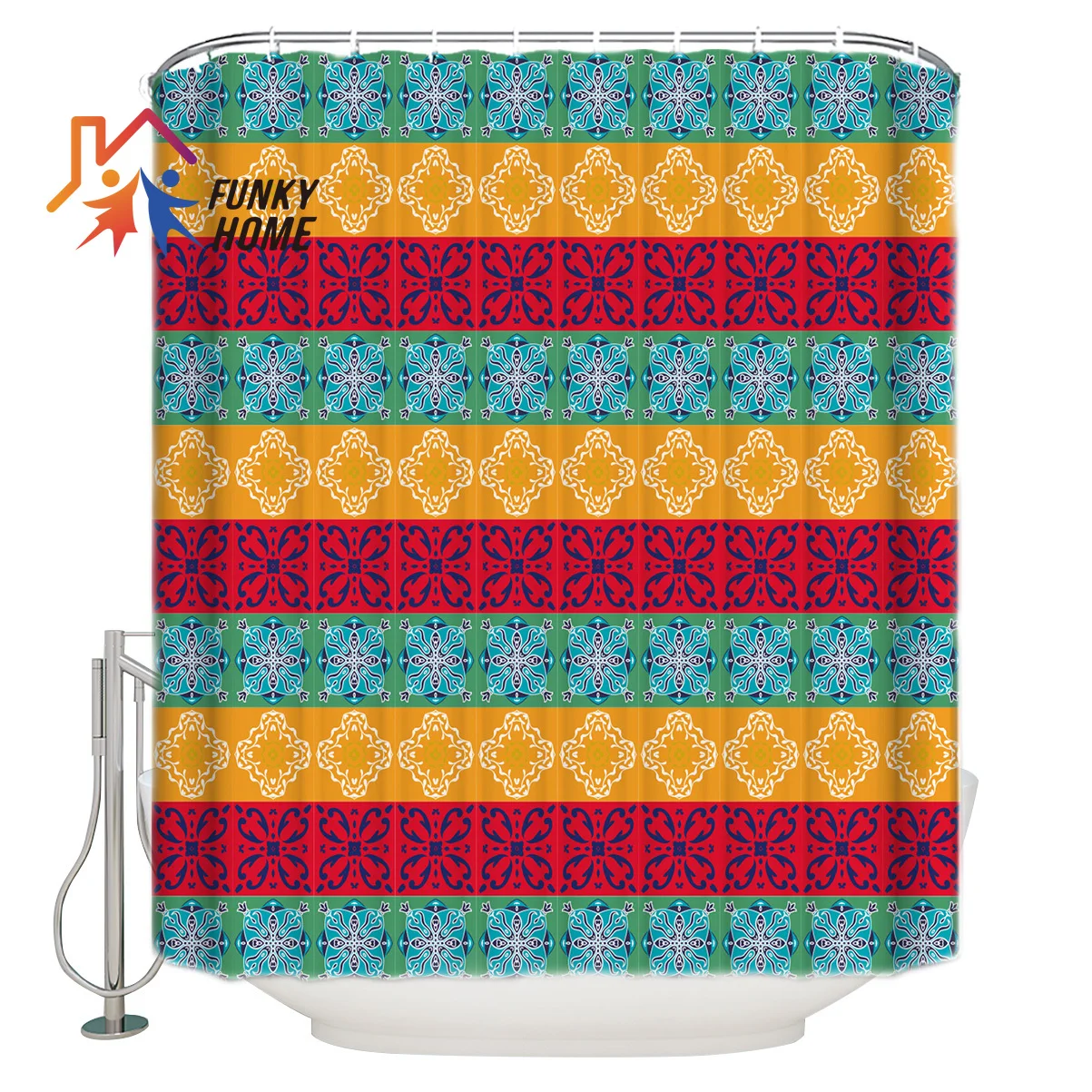 Funkyhome Depressive Pattern Waterproof Shower Curtain Polyester Fabric Bath Curtain Home Bath Decor Curtains