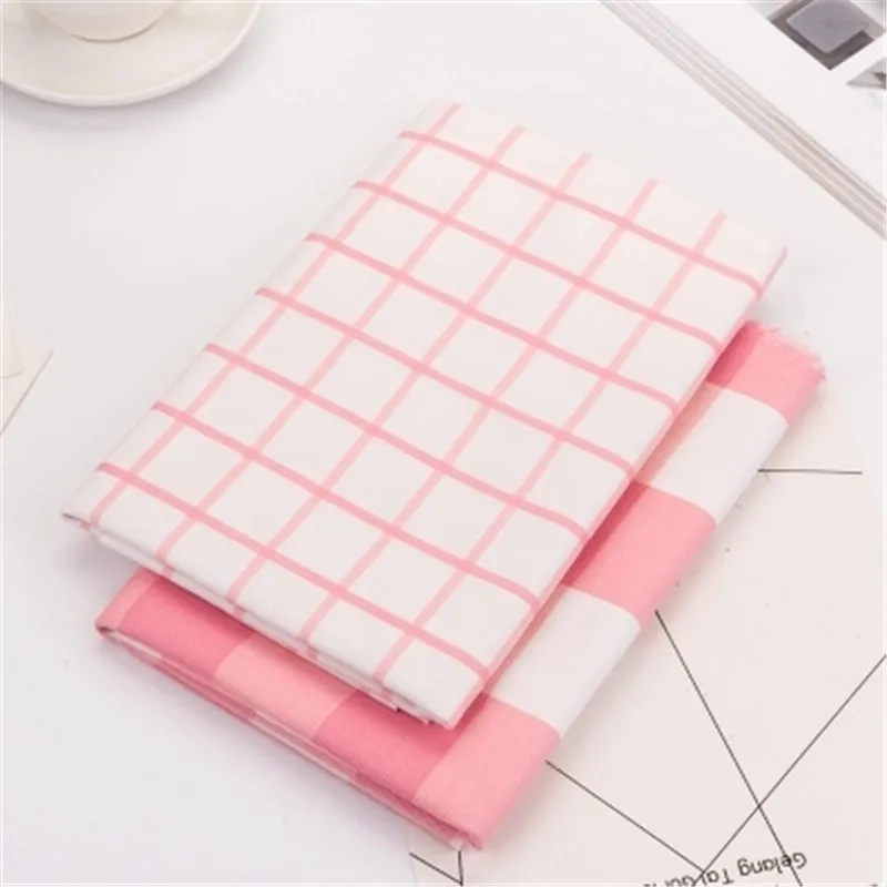

High Quality 50x150cm Pink Series Plaid Fabric Pastoral Style Linen Cloth For Sewing Textile Quilting DIY Sofa Home Fabric