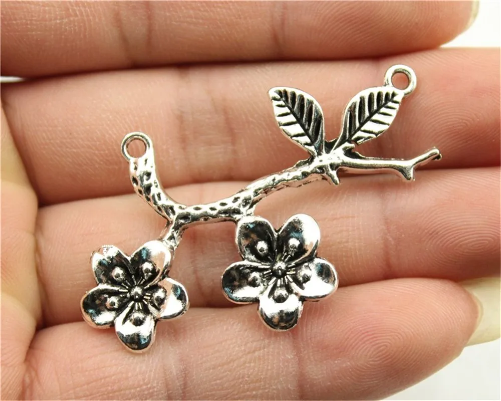 

WYSIWYG 3pcs 50x31mm 3 Colors Antique Gold Antique Silver Antique Bronze Flower Branch Charms Pendant Branch Pendant DIY