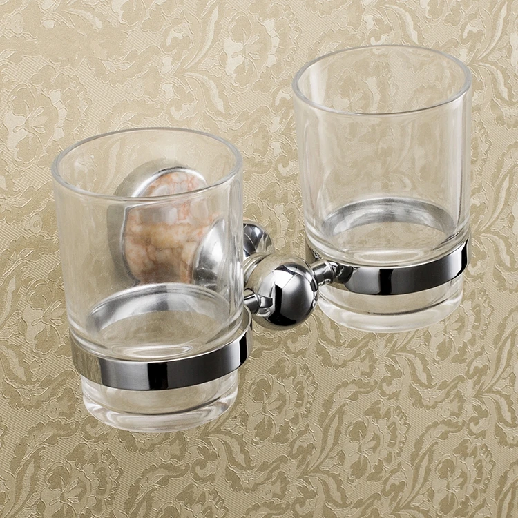 Bathroom Accessories Double Tumbler Holder/Toothbrush Cup Holder, Brass