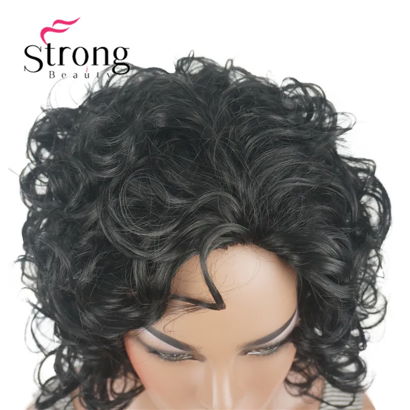 StrongBeauty короткие супер каштановые с завитками корень с белым золотым наконечником кудрявые короткие синтетические волосы женский парик