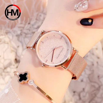 

Luxury Rose Gold Women Watches Top Brand Fashion Starry Sky Ladies Clock Mesh Steel Waterproof Female Wristwatch Gift for Wife