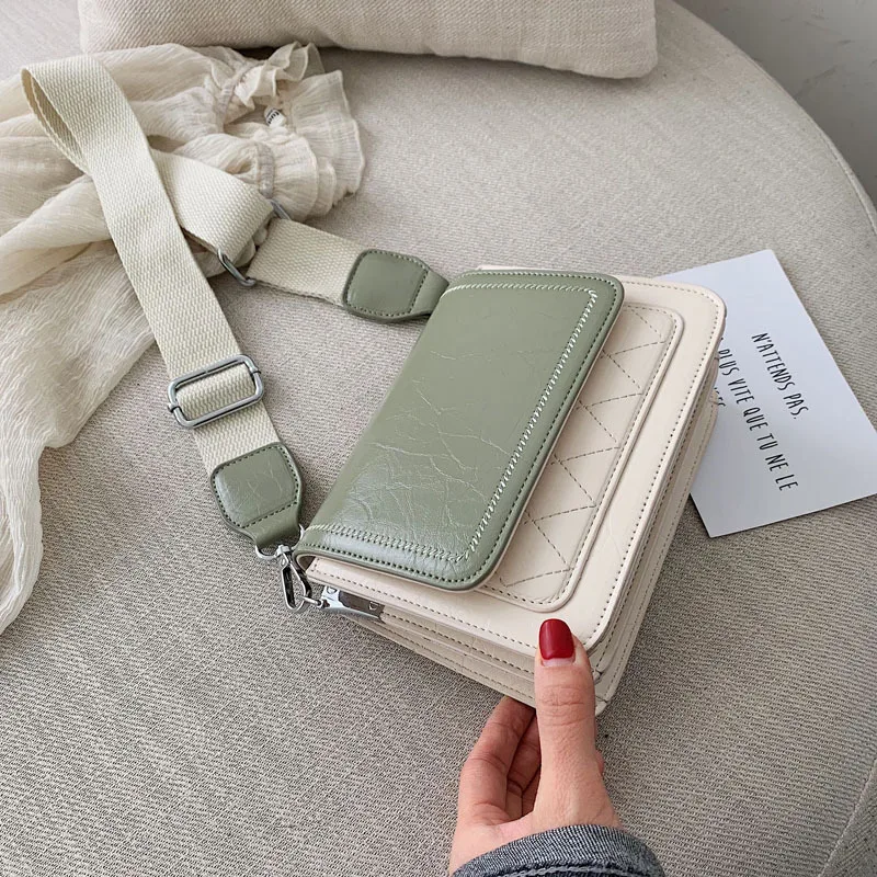 

Texture Linger Sewing Coloured Square 2019 New Fashion Simple Broadband Single Shoulder Bag Skew Bag
