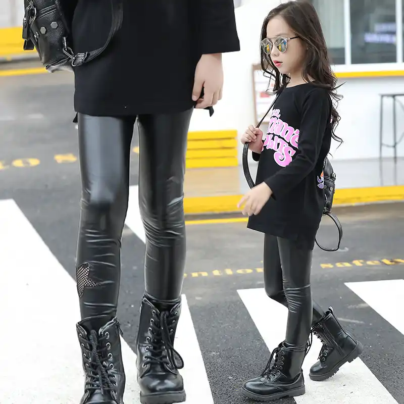 girls wearing leather pants