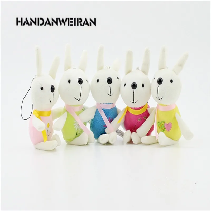 

12PIECE /LOTS 13CM kawaii soft Small rabbit plush toy pendant doll wedding gift mini hare for chidren toys 2019 HOT