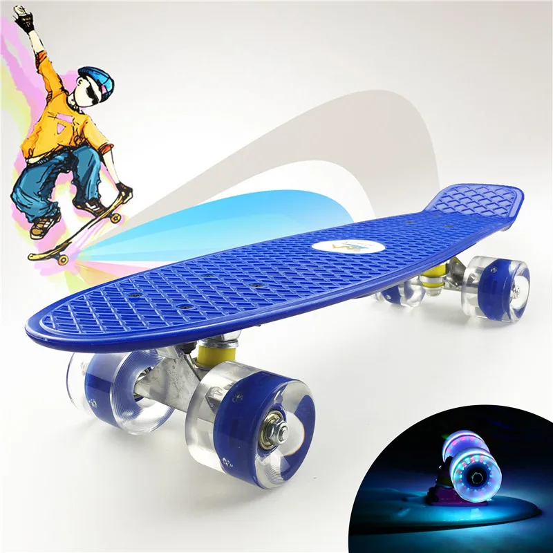 Пастельный простой цвет 2" стиль скейтборд детский крейсер мини пластиковые рыбы скейт длинная доска с сияющими колесами - Цвет: type