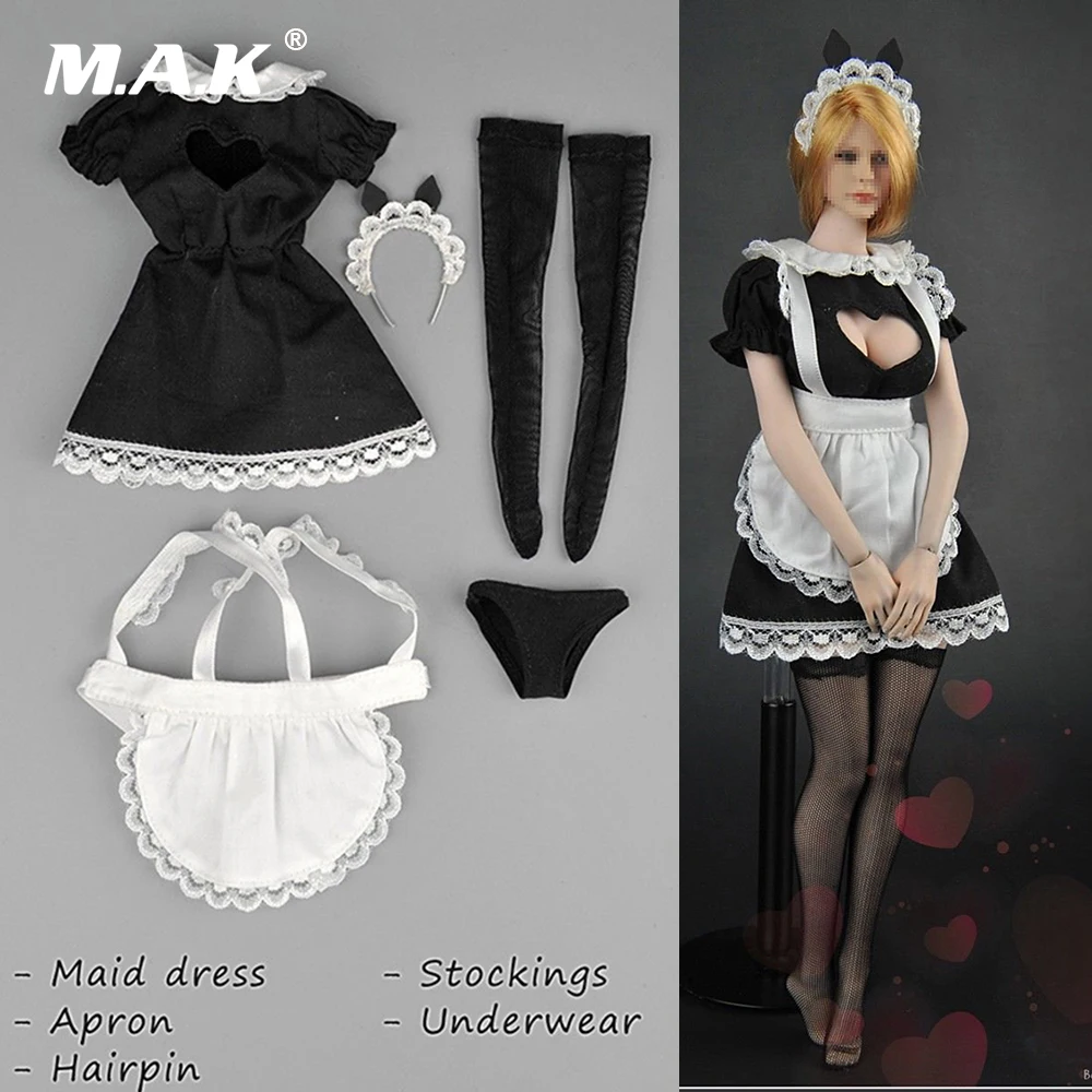 

1/6 Scale Sexy Female Clothes Set Open Chest Maid Babysitter Clothing Sets for 12'' Big Chest Action Figure Bodies