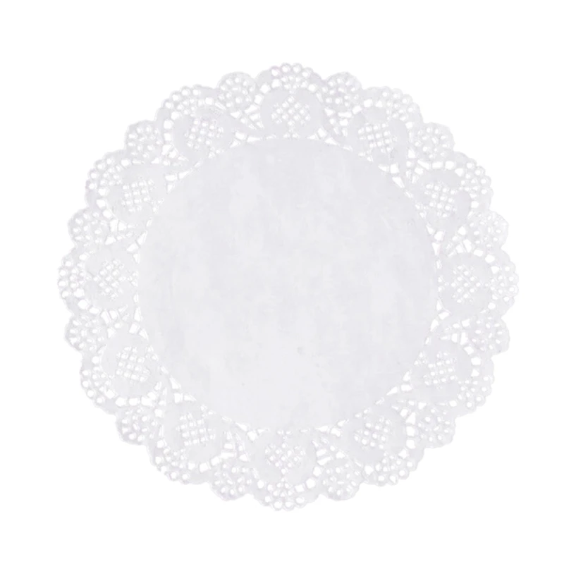 100 штук белые кружевные круглые подушечки для упаковки торта свадебные украшения посуды - Цвет: White