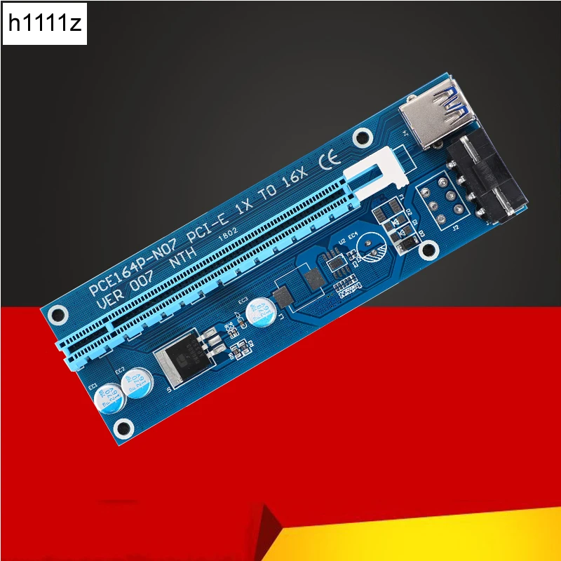 Райзер карта VER007 PCI E 0 6 м 1X до 16X + кабель USB 3 SATA от 15pin 4pin питания Molex для майнинга BTC