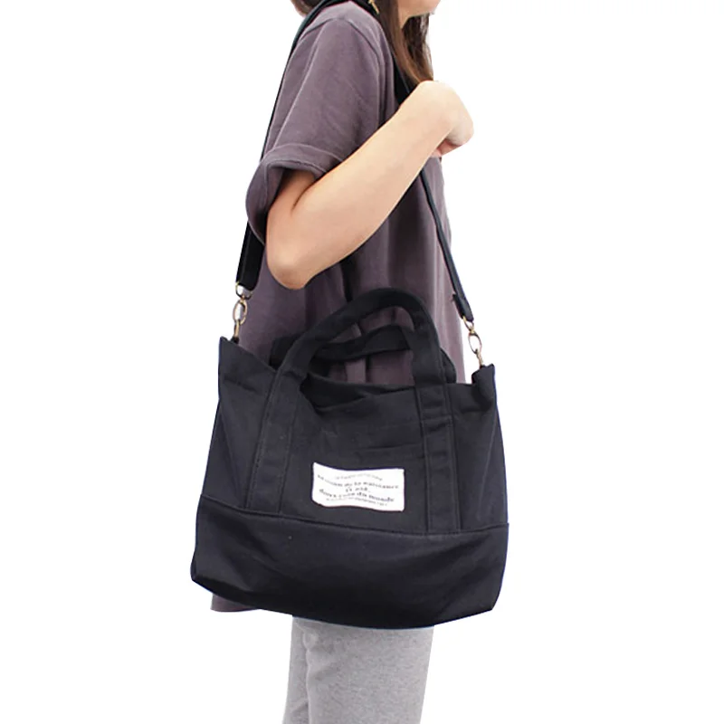 

Women Simple Casual Tote Shopper Bag Female Eco Reusable Canvas Shopping Bag Lady Shoulder Messenger Bag Large Capacity Handbag
