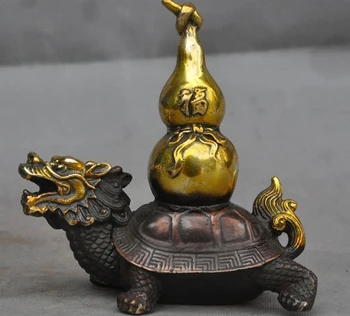 

Old Chinese Bronze Gilt FengshuiGourd Aniaml Dragon Turtle Tortoise Statue