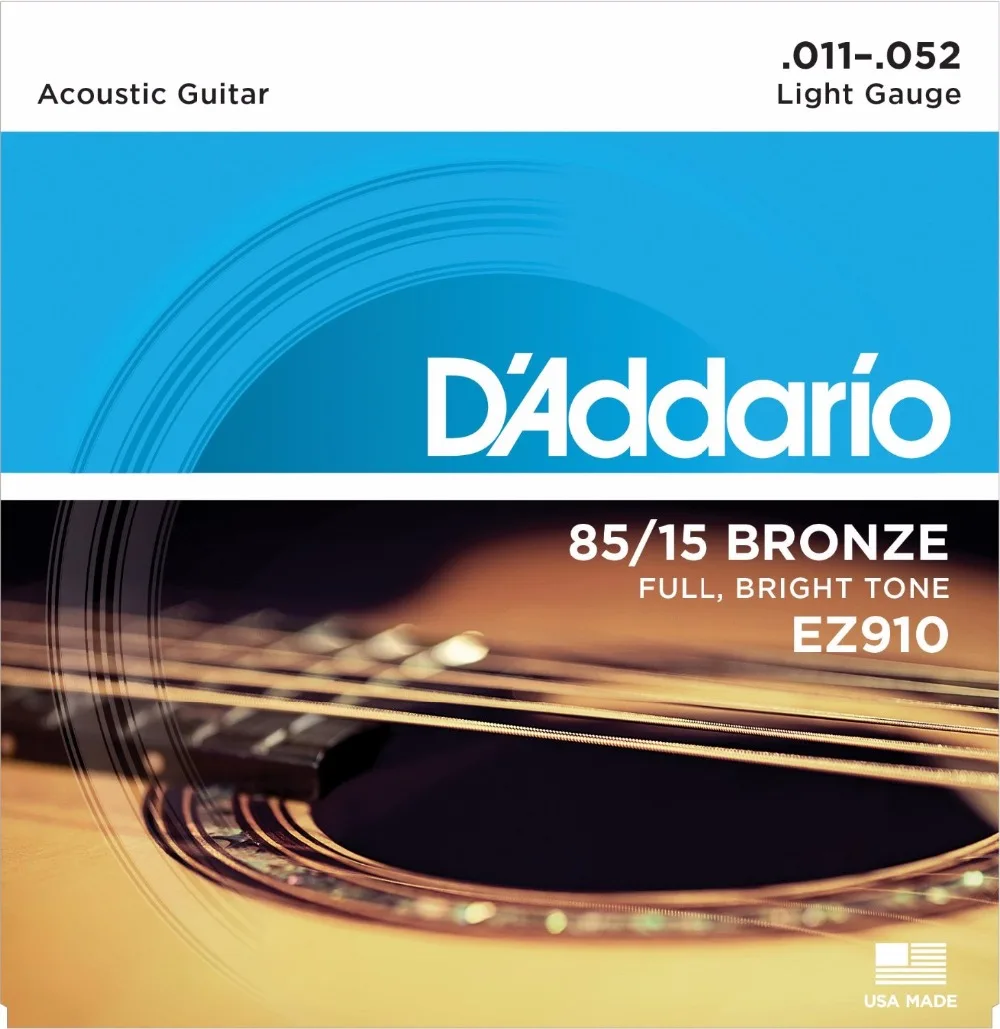 D'Addario EZ910 EZ890 EZ900 EZ920 EZ930 Великие американские бронзовые для акустической Daddario гитарные струны, Сделано в США