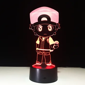 

Ash Ketchum 3D Led Light Visual RGB Color Changing Night Lights Acrylic Poket Monster USB LED Creative 3D Lighting Lamp