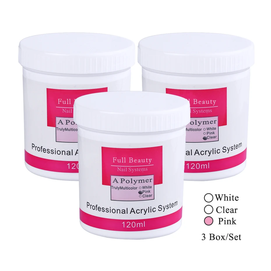 120ml Bottle Acrylic Powder Clear Pink White Color Nail Acrylic Powder Crystal Builder Polymer Dipping for Nail System CH789 (5)