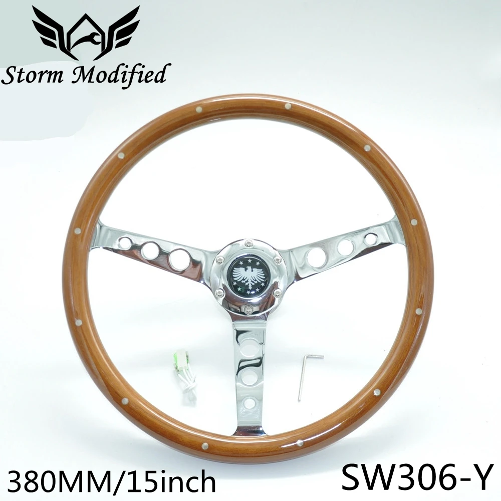 US $81.58 Sutong Universal 15inch Mahogany Wood Round Hole Shape Steering Wheel Electroplated Steel Frame Sw306Y