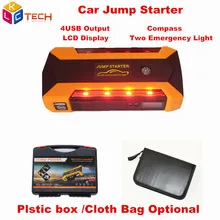 Высокая емкость Авто Автомобильное зарядное устройство ЖК-дисплей аварийный автомобиль скачок стартер 4USB power Bank DigitalsCompass SOS Light