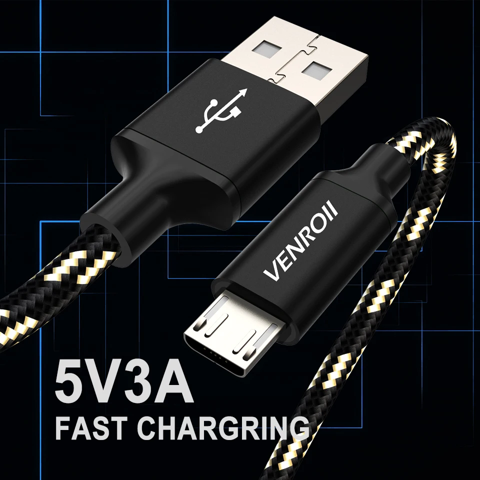 Venroii مايكرو كابل usb لسامسونج A7 S7 Xiaomi Redmi ملاحظة 5 6 برو هواوي الشرف 8X9 الهاتف المحمول شحن سريع البيانات مزامنة Kable