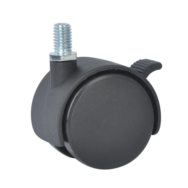 4PCS EDL 50mm Furniture Casters Wheels 25Kg Nylon Wheels Castor Thread Screw Brake Locking