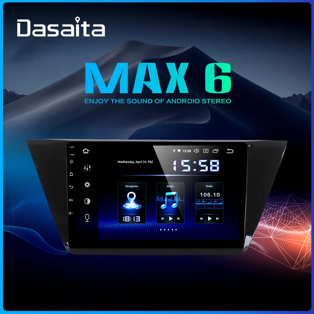 Cheap Dasaita 10.2" IPS Screen 1 Din Android 9.0 Car GPS Navigation for VW Touran Radio 2016 2017 HDMI Bluetooth 64GB ROM MAX6 0