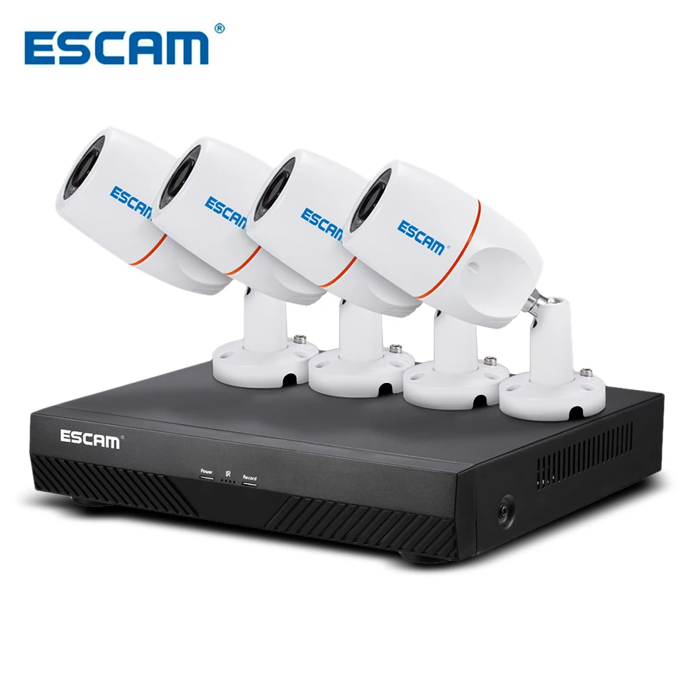 

ESCAM PNK405 IP Bullet Camera 1080p HD 4CH POE NVR Security System With Motion Detector Alarm Record ONVIF IP66 Waterproof