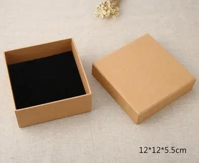 12x12x5.5cm Высокое качество Kraft бумажная шкатулка для драгоценностей 5*5*4 см г 1200 г твердая бумага крафт кольцо коробка коричневый цепочки и ожерелья упаковка индивидуальный логотип - Цвет: 12x12x5.5cm