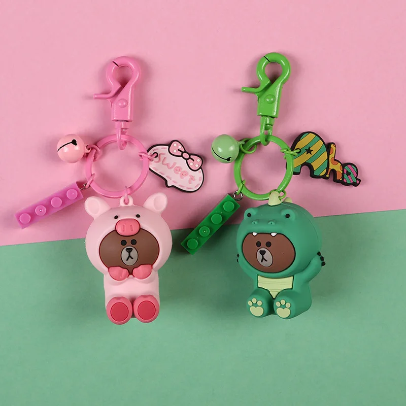

Cute Cartoon Brown Bear Sally Chicken Doll Keychain Pendant for Women Girl Bag Backpack Purse Charms Decoration Accessories