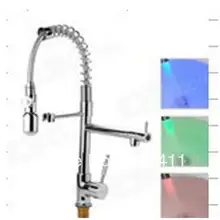 Высокое качество brass.3 цвета, автоматическое изменение светодиодные кран для кухни. Вытащить весна кухонные раковины краны с Аэратором. Размер: 50 см