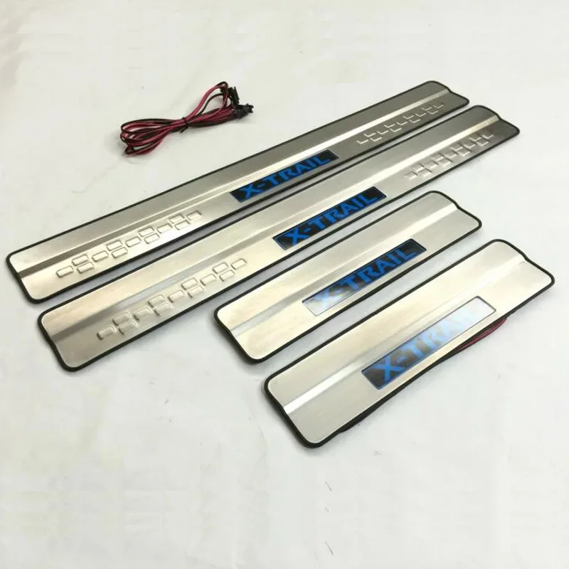  High quality stainless steel LED light door sill Scuff Plate Welcome Pedal 4pcs For Rogue X-Trail t - 32736015640