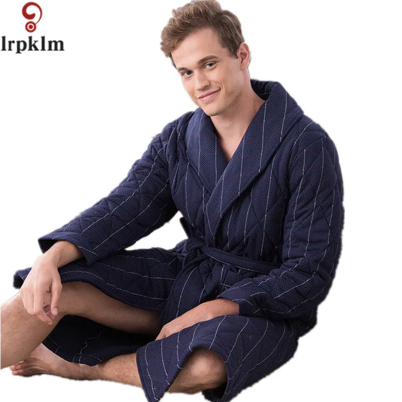 Plus Size L XXL Men Bath Robe Gown Brand Thicken Blanket Warm Home