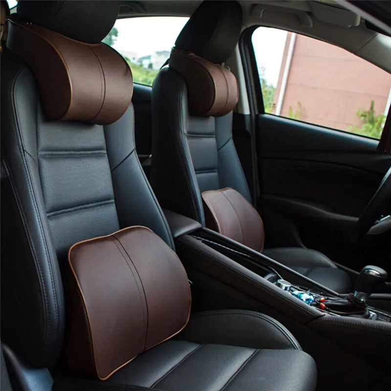 

Adjustable Car Headrest Neck Pillow Leahter Auto Neck Protection Rest Pillows For Seat Waist Supports Cushion Memory Cotton