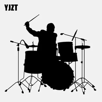 

YJZT 15.2CM*13.2CM Drummer Drum Set Musical Rock Singer Vinyl Motorcycle Car Sticker C22-0769
