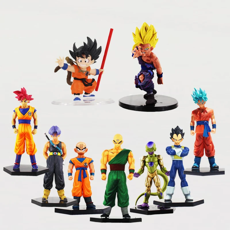 

11-18CM Japan Amine Dragon Ball Z Super Kuririn Son GoKun Resurrection F Vegeta Trunks PVC Action Figure toys free shipping