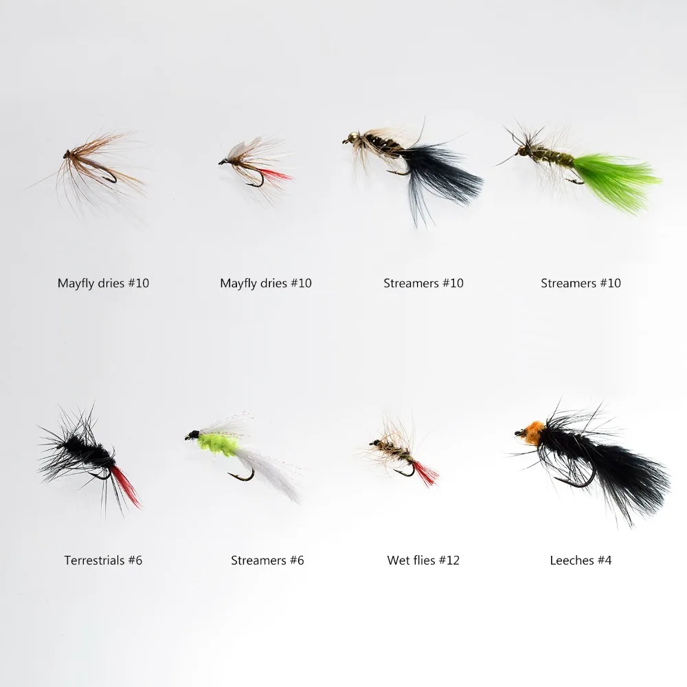 Moscas da Pesca da Mosca Atração da Mosca Pacote de 64 Bassdash Assorted Incluindo Dry Moscas Molhadas Ninfas Flâmulas Terrestres Kit Pcs 4 Iscas artificiais