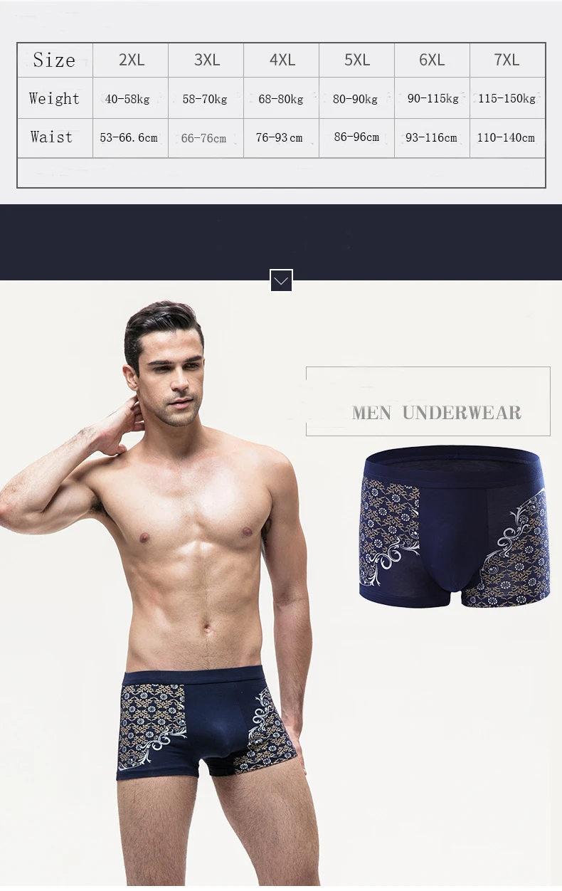 4Pcs/lot Male Underpants Men Underwear Boxers Fashion print High Quality Modal large size Boxers Men Boxer Homme Boxershorts