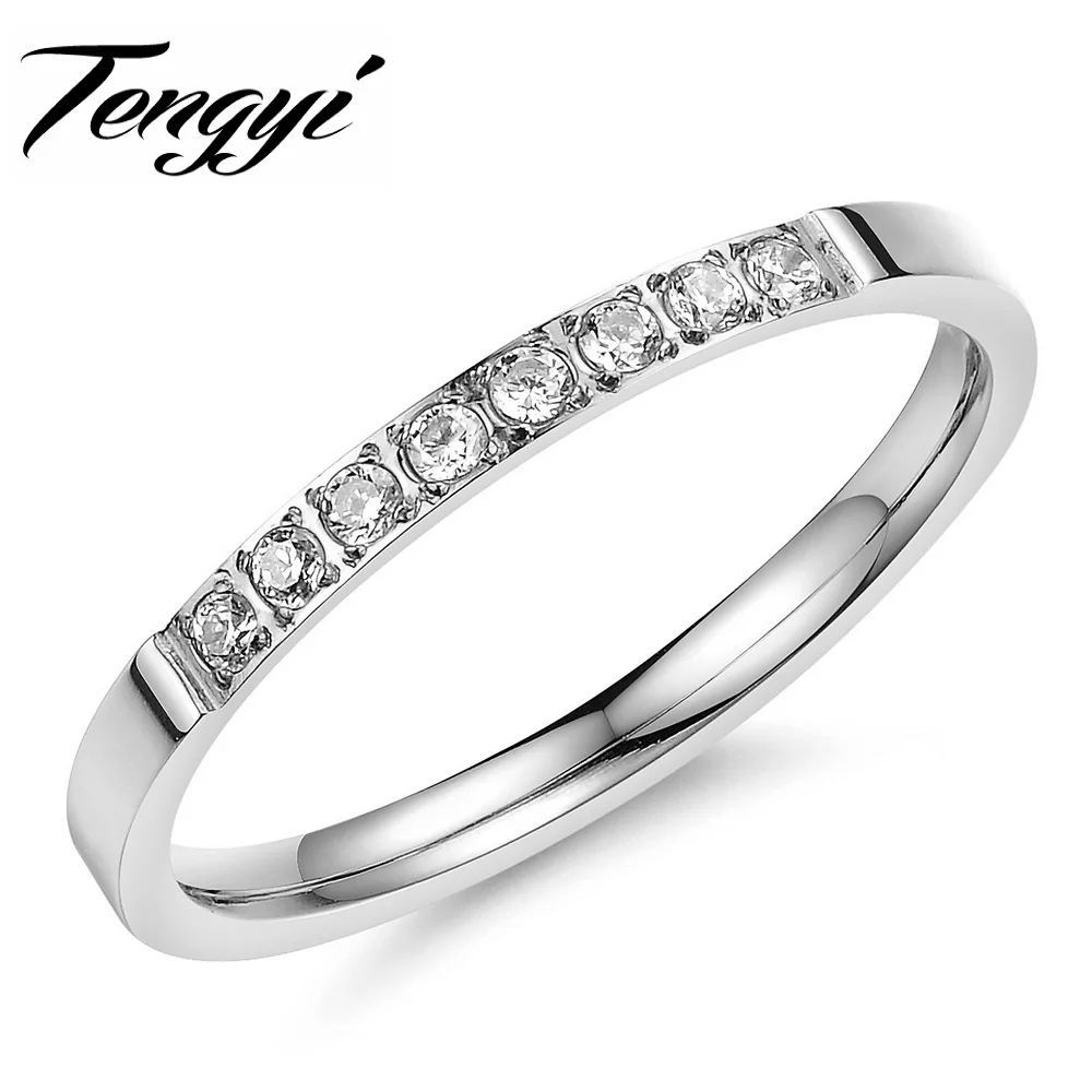 Fashion Full Crystal Ring stainless steel wedding ring Made with