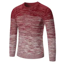 2017 New Autumn Winter Mulitisizes Men Loose Sweater Casual Round Neck Simple Knitted Stitching Color Long Sleeve Pullovers