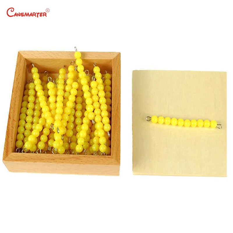 

Math Exercises Yellow Beads Chains Wooden Box Professional Montessori Student Teaching Number Educational Toys Children MA039-3
