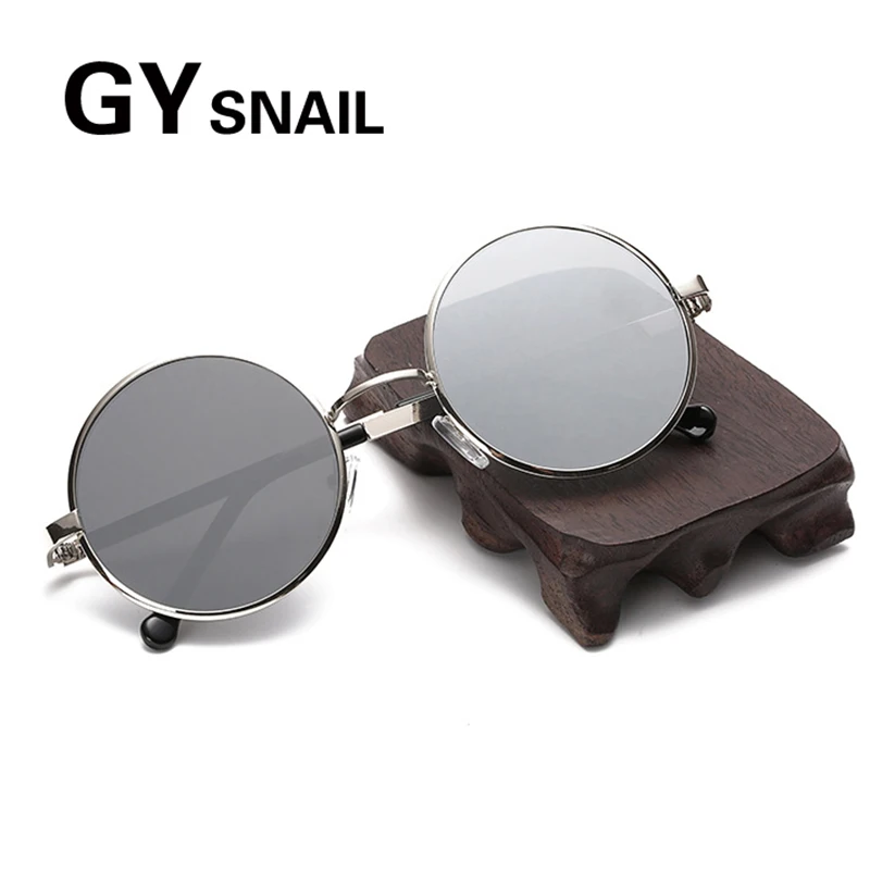 

GY SNAIL gothic steampunk mirror sunglasses gold and black vintage retro sun glasses vintage round circle men UV gafas de sol