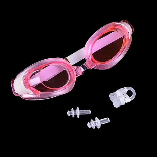 Регулируемые Детские Водонепроницаемые Силиконовые противотуманные УФ-защитные очки для плавания, очки, очки, 4 цвета - Цвет: Розовый