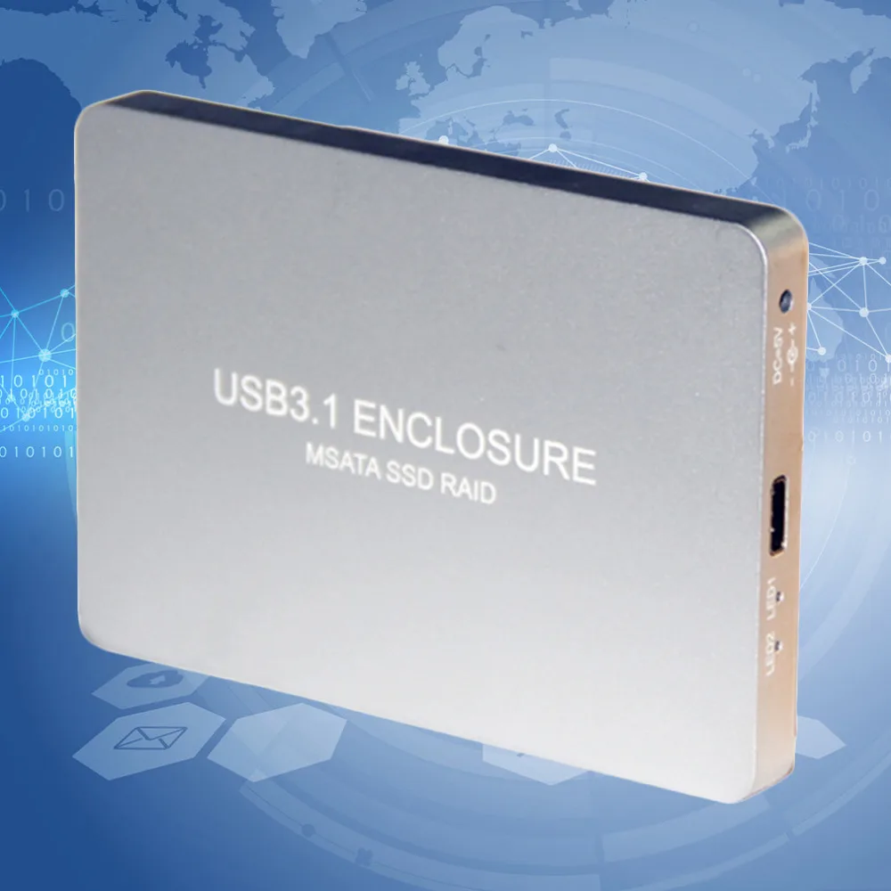 

USB 3.1 Type-C To 2 Ports Msata SSD Raid Box Case 10GB External Hard Drive Disk Box LR31-1352S For Univesal Computers