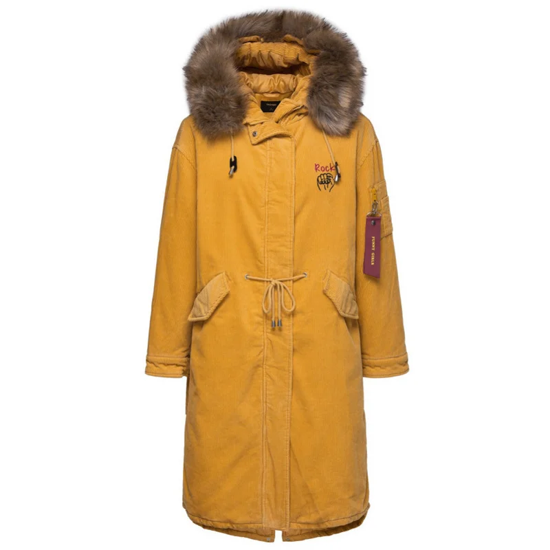 SEMIR, Женская Вельветовая парка с капюшоном, со съемной отделкой из искусственного меха, хлопок, пальто с капюшоном, шнурок на талии, вентиляция сзади