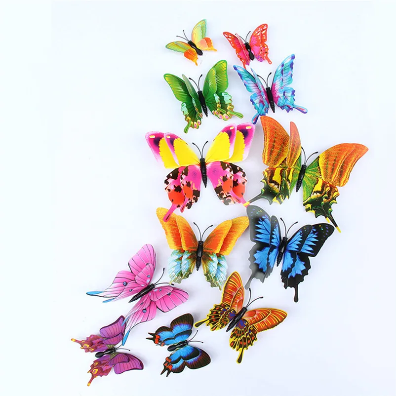 12x 3D Butterfly Wall Sticker Fridge Magnet Room Wall-papers Decorations Fashion Decor Decal Applique Wall Stickers N22 (2)