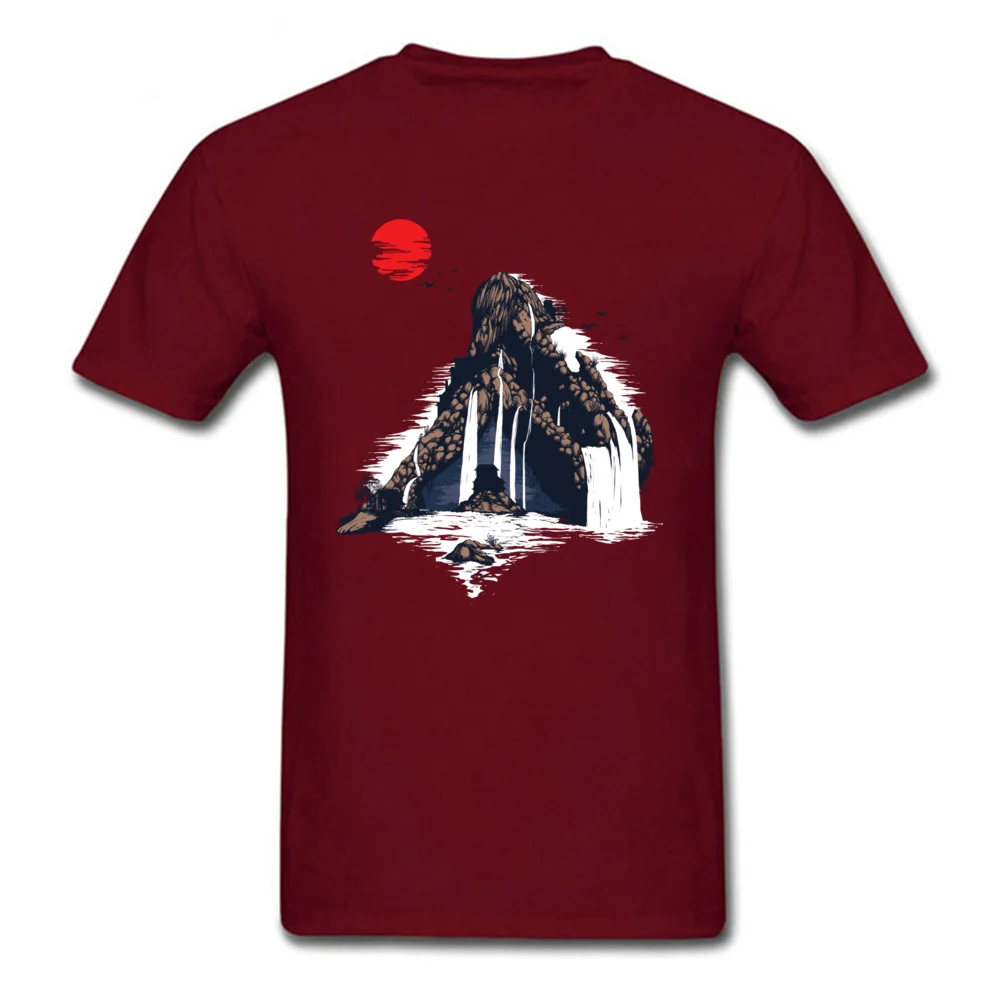 Design Short Sleeve Tops Shirts ostern Day O Neck Cotton Fabric Youth Tshirts Waterfall Design T-Shirt Prevalent Waterfall maroon