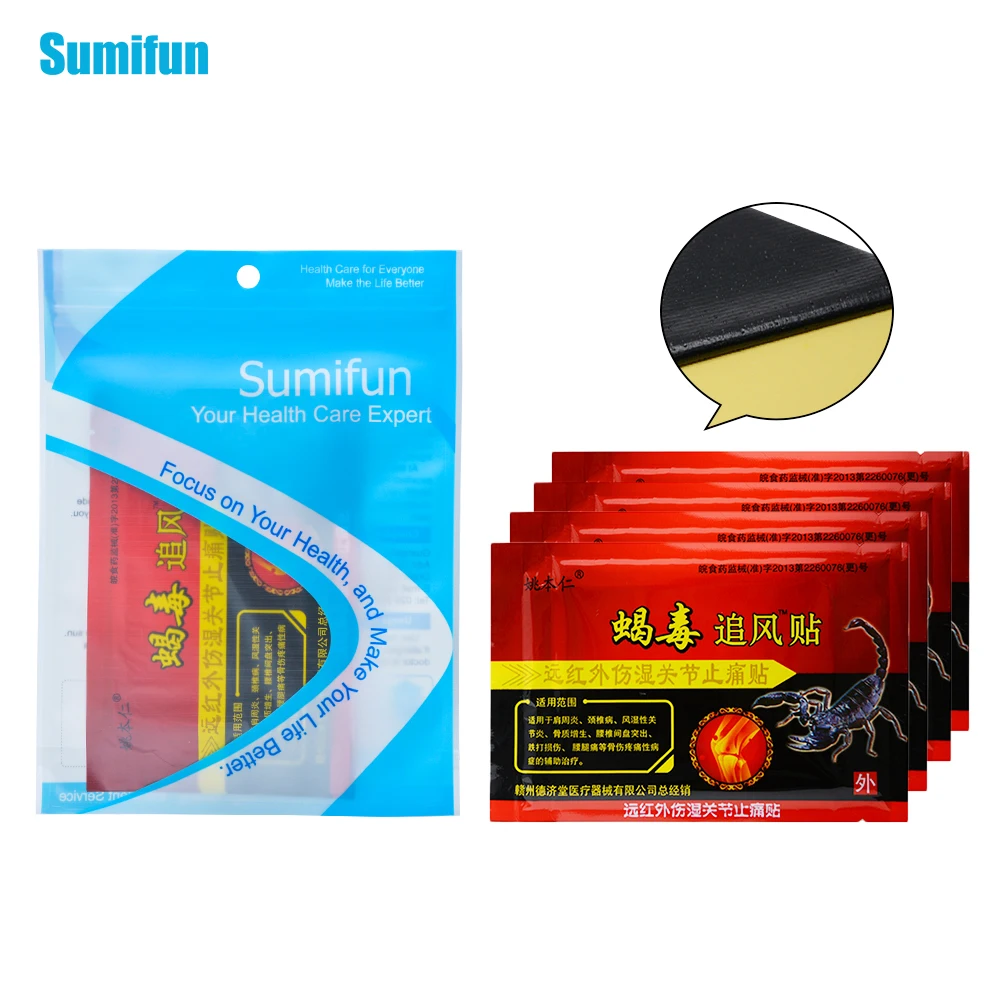 Sumifun, 224 шт = 28 пакетов, обезболивающий пластырь, экстракт Яда скорпиона, мощный, быстро снимающий мышечный плечевой артрит, пластырь, массажер для тела C498