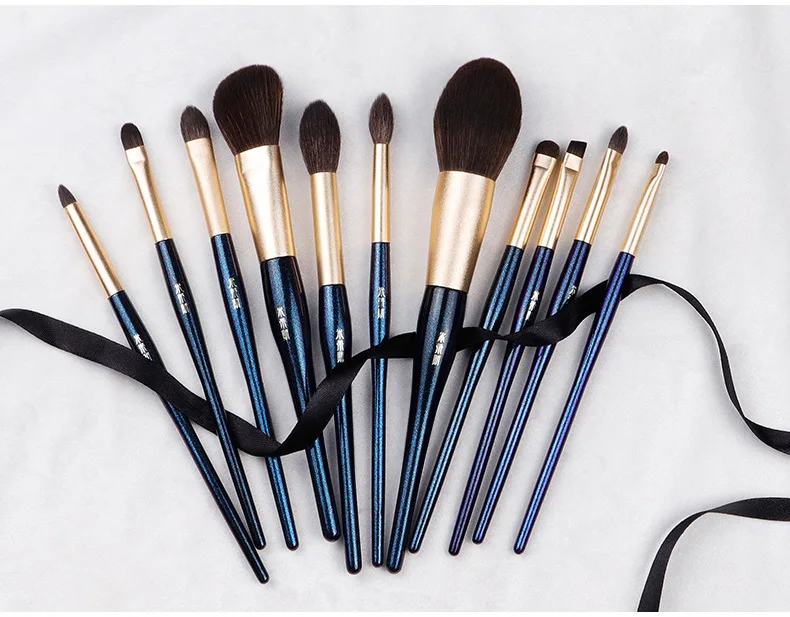 

11pcs/set Blue Makeup brushes set with bag Powder contour sculpting Highlighter Blending Eye shadow eyebrow concealer Make up