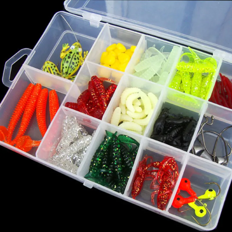 

2018 129Pcs Soft Worm Lure Lure Set Head Jig Hooks Fishing Baits Set Tackle Safety & Survival Z908