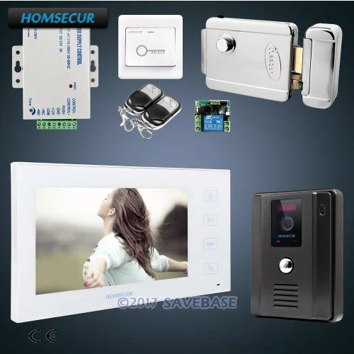 

HOMSECUR 7" Wired Video Door Phone Intercom System Electric Lock+Keys Included