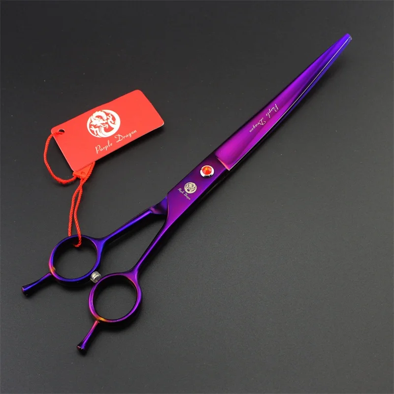 Purple dragon 8.0 inch Professional dog grooming scissors Straight & Curved & Thinning Shears Sharp Edge Animals Hair Cutting (23)
