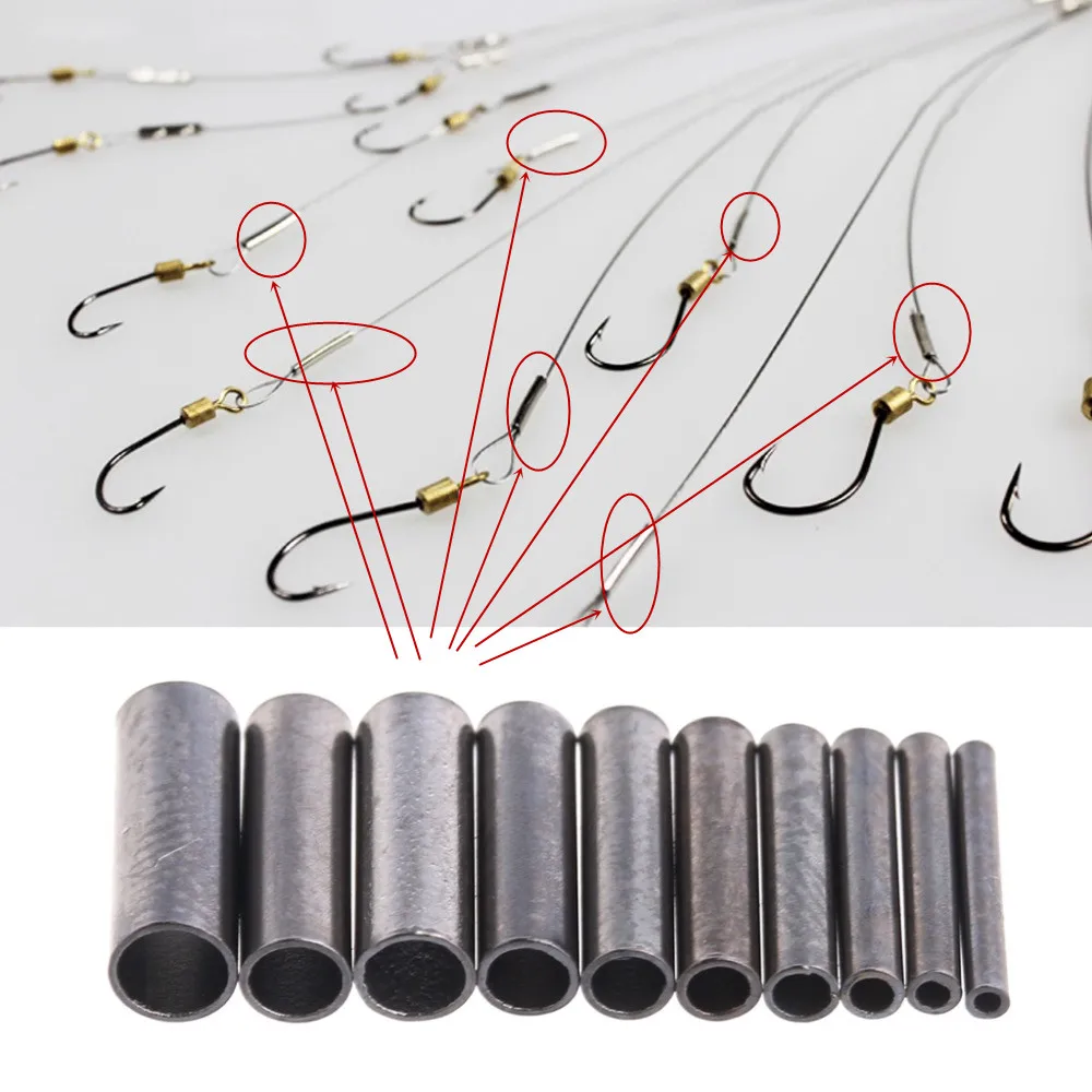 20pcs fishing wire pipe fish rig crimp sleeve tube tackle accessories